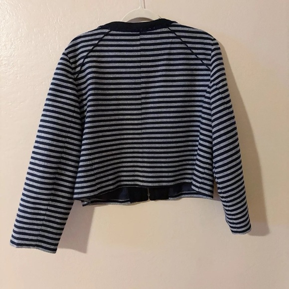 J. Crew Blue Striped Tweed Cropped Zip Up size 20 - Picture 4 of 5